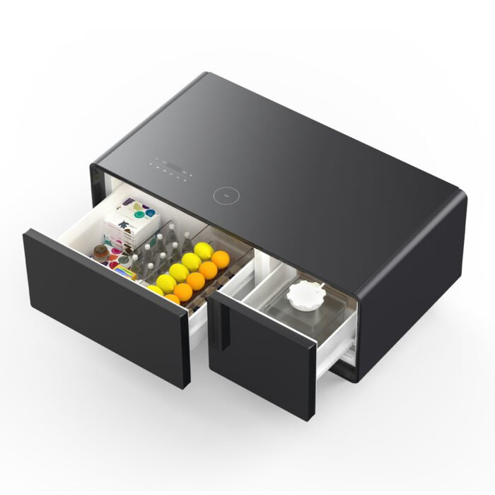 Modern Smart Coffee Table with Built-in Fridge with Bluetooth Speaker and Wireless Charging - Image 10