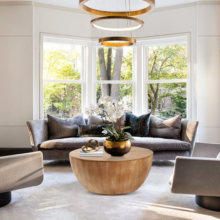 Vintage Style Bucket Shaped Coffee Table for Dining Room and Living Room - Image 3