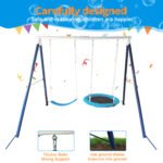 Kids Metal Swing Set for Backyard Outdoor Playground with Two Functional Swings