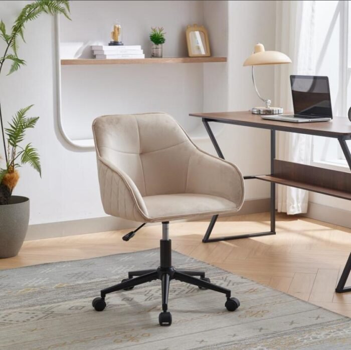 Velvet Modern Office Desk Chair with Wheels - Image 3
