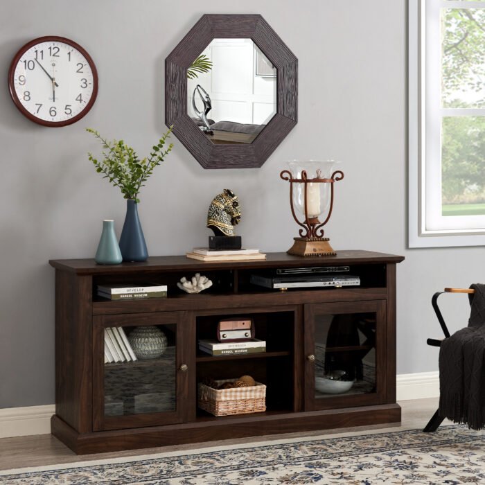 Contemporary TV Media Stand Modern Entertainment Console, Brown - Image 3