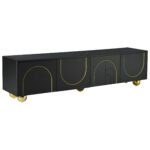 U-Can modern TV stand with a storage cabinet top marble pattern and circular stand (up to 75") - Image 2