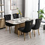 Solid wooden velvet cushion chair with gold-plated stainless steel chair legs - Image 6