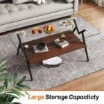 Rectangle Coffee Table with Tempered Glass top and Black Metal Legs - Image 6
