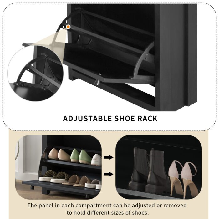 Entryway Organizer with 2 flip drawers and independent shoe rack with adjustable panel - Image 12
