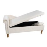 Chaise Lounge Velvet with Storage and Pillow and Arms, White - Image 19
