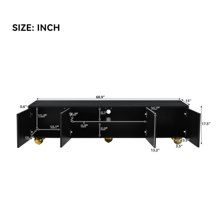 U-Can modern TV stand with a storage cabinet top marble pattern and circular stand (up to 75") - Image 13