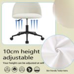 Velvet fabric adjustable rotating office chair with mid back, White - Image 6
