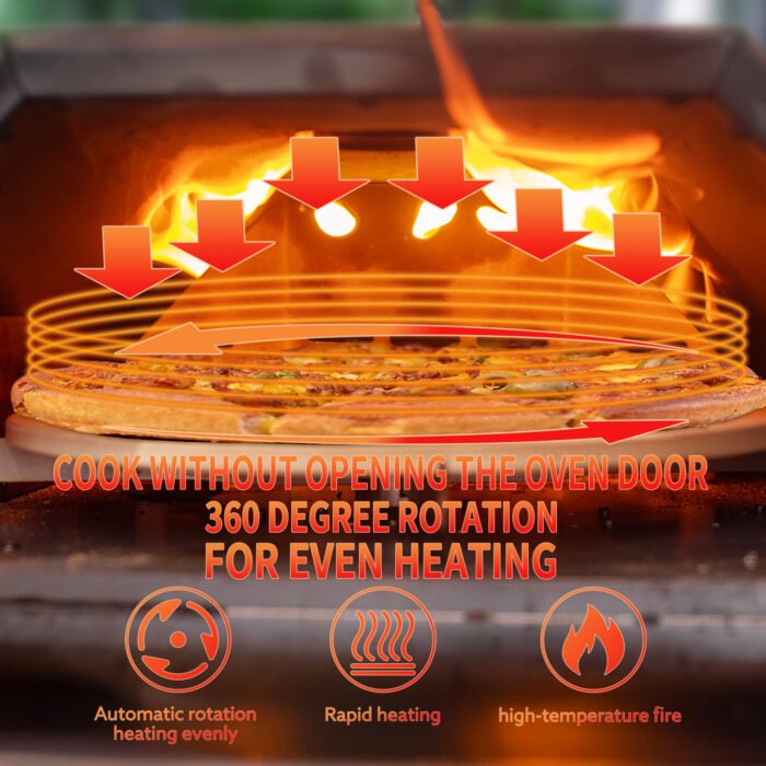 Black 12" Portable Wood Fired Outdoor Pizza Oven for Hard Wood and Pellet - Image 8