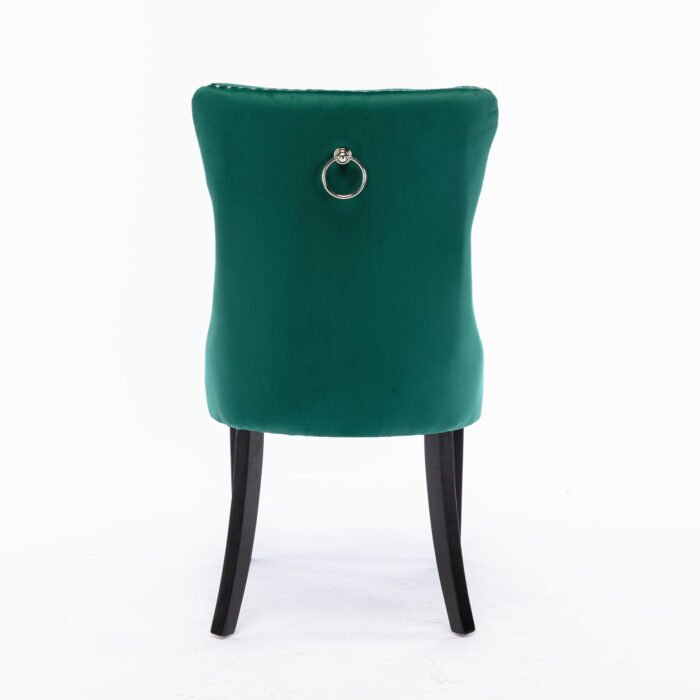 Tufted Solid Wood Contemporary Velvet Upholstered Dining Chairs (2-Pcs Set) Green - Image 10