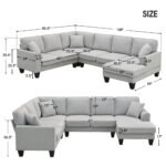 Modern U Shape Sectional Sofa 7 Seat Fabric Sectional Sofa Set - Image 3