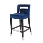 Suede Velvet height Barstool with nailheads (Set of 2) Black - Image 3