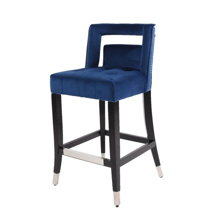 Suede Velvet height Barstool with nailheads (Set of 2) Black - Image 3