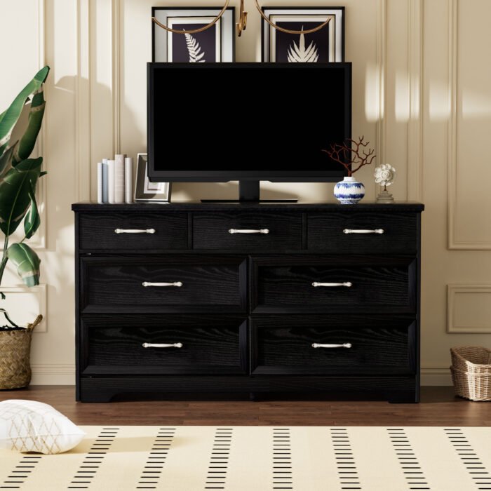 Modern 3 Drawer Bedroom Chest of Drawers with 7 Drawers Dresser - Image 2