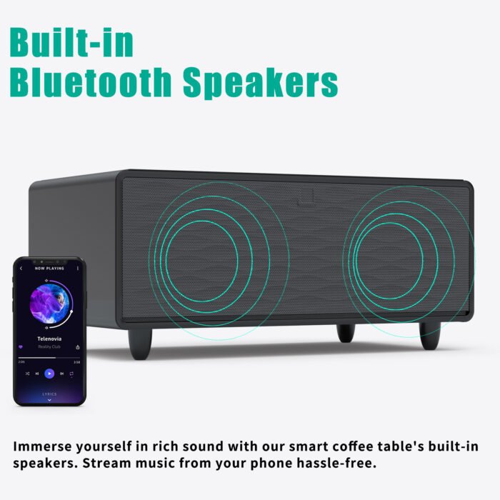 Modern Smart Coffee Table with Built-in Fridge with Bluetooth Speaker and Wireless Charging - Image 9