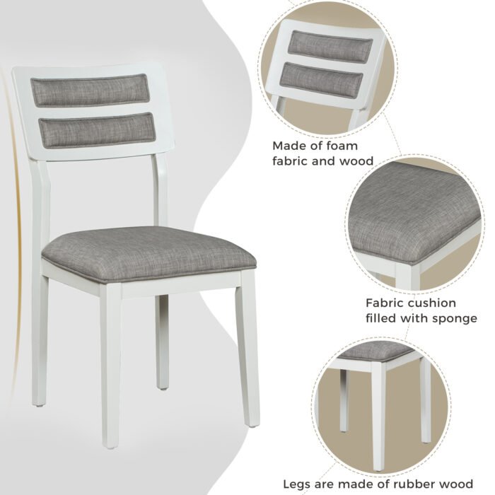 TREXM Traditional Style 6 Pieces Dining Set with 4 Upholstered Chairs and Bench - Image 8