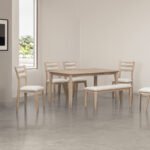 TREXM Classic and Traditional Style 6 Piece Dining Set (Natural Wood Wash）