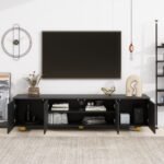 U-Can modern TV stand with a storage cabinet top marble pattern and circular stand (up to 75") - Image 17