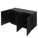 Carved Line 3 Door Storage Buffet With Adjustable Shelf and Large Storage and LED Lights - Image 9