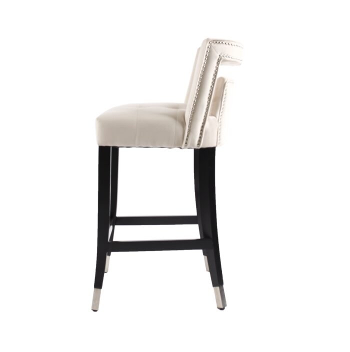 Suede Velvet height Barstool with nailheads (Set of 2) White - Image 5