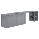 Queen Size Murphy Bed with Rotable Desk  Gray - Image 14