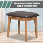 Wooden vanity set with flip mirror and stool with three drawers and storage space - Image 13