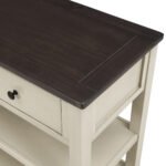 Retro Design Console Table with Two Open Shelves (Espresso+Beige) - Image 19
