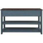 Retro Design Console Table with Two Open Shelves (Navy) - Image 12