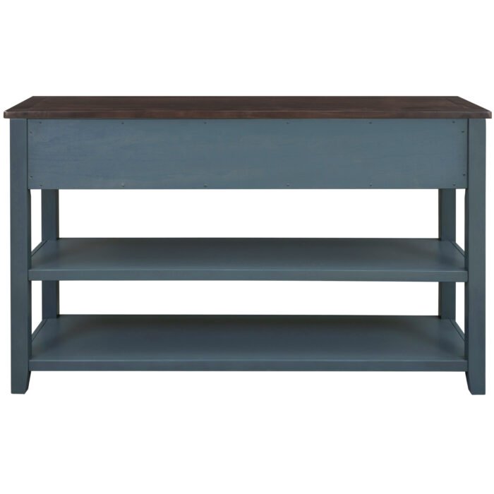Retro Design Console Table with Two Open Shelves (Navy) - Image 12