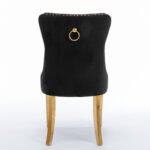 Solid wooden velvet cushion chair with gold-plated stainless steel chair legs - Image 12