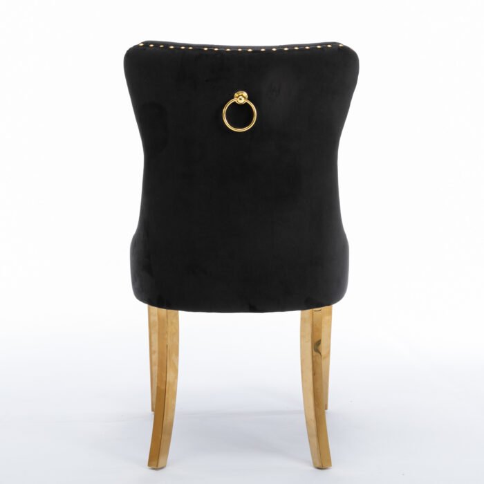 Solid wooden velvet cushion chair with gold-plated stainless steel chair legs - Image 12