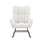 Off white teddy fabric rocking chair - Image 6