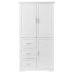 Tall and Wide Storage Cabinet with Doors for Bathroom/Office, Three Drawers, White - Image 13