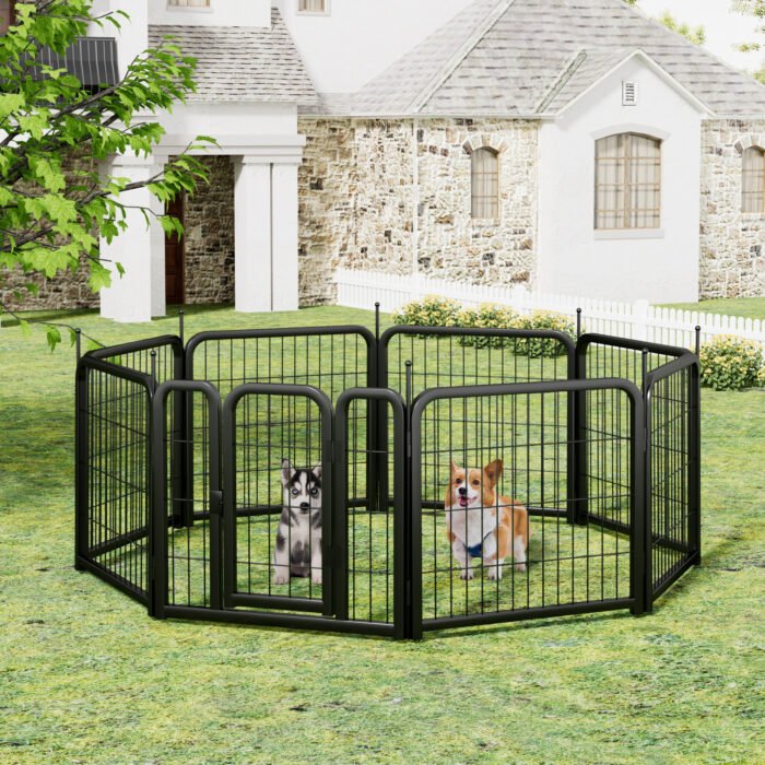 8-panel dog fence, 24 inch small dog pet fence, portable indoor pet game fence. Black - Image 11