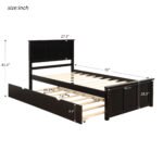 Twin Size Platform Bed with Trundle, Brown - Image 5