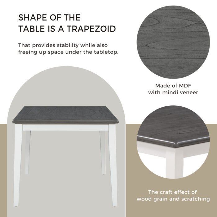 TREXM Traditional Style 6 Pieces Dining Set with 4 Upholstered Chairs and Bench - Image 9