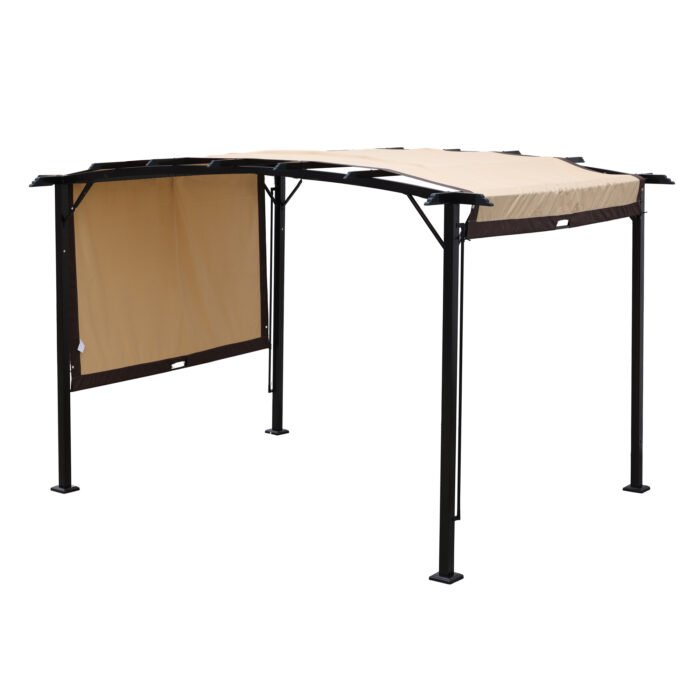 12x9 Ft Outdoor Retractable Pergola Patio Gazebo with Steel Frame - Image 7