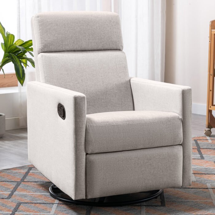 Modern Upholstered Rocker Nursery Chair Plush Glider Swivel Recliner - Image 3