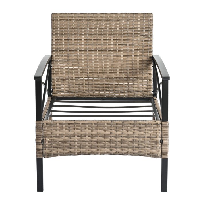 Patio Seasonal Outdoor Wicker Furniture Set with Black Metal Table - Image 14