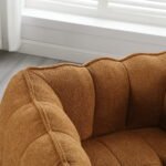 Soft Bean Bag Chair with High Resilient Foam with Footstool, Brown - Image 9