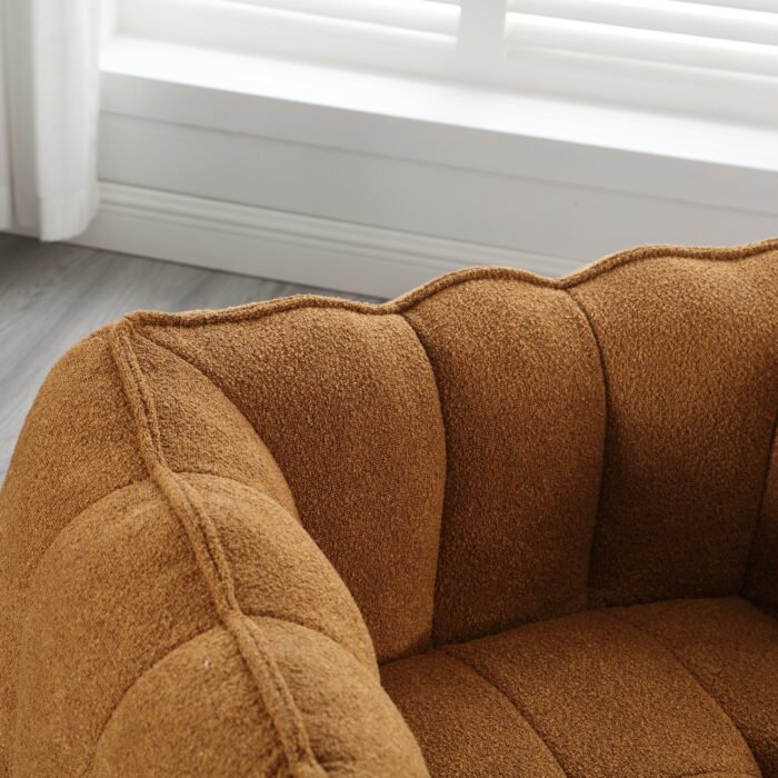 Soft Bean Bag Chair with High Resilient Foam with Footstool, Brown - Image 9