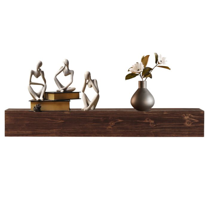 48" Rustic Wooden Fireplace Mantel Wall-Mounted for Home Decor - Image 2