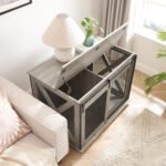 Dog Cage Crate Furniture with Sliding Barn Door Kennel with Flip-top Plate - Image 9