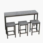 Modern Design Kitchen Dining Table Set with 3 Stools, Gray - Image 6