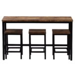 TOPMAX Counter Height Extra Long Dining Table Set with 3 Stools, Brown - Image 8