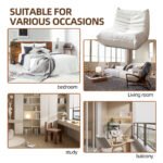 Floor Bean Bag Sofa with Memory Foam, Off White - Image 7