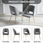 Gray Velvet Dining Chairs with Metal Legs and Hollow Back Upholstered (Set of 4) - Image 4
