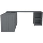 Queen Size Murphy Bed with Rotable Desk  Gray - Image 7