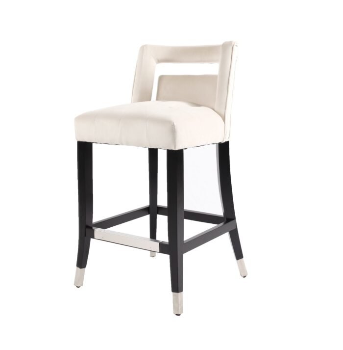 Suede Velvet height Barstool with nailheads (Set of 2) White - Image 6