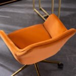 Modern Velvet Fabric Adjustable Height 360 revolving Office Chair, Orange - Image 11